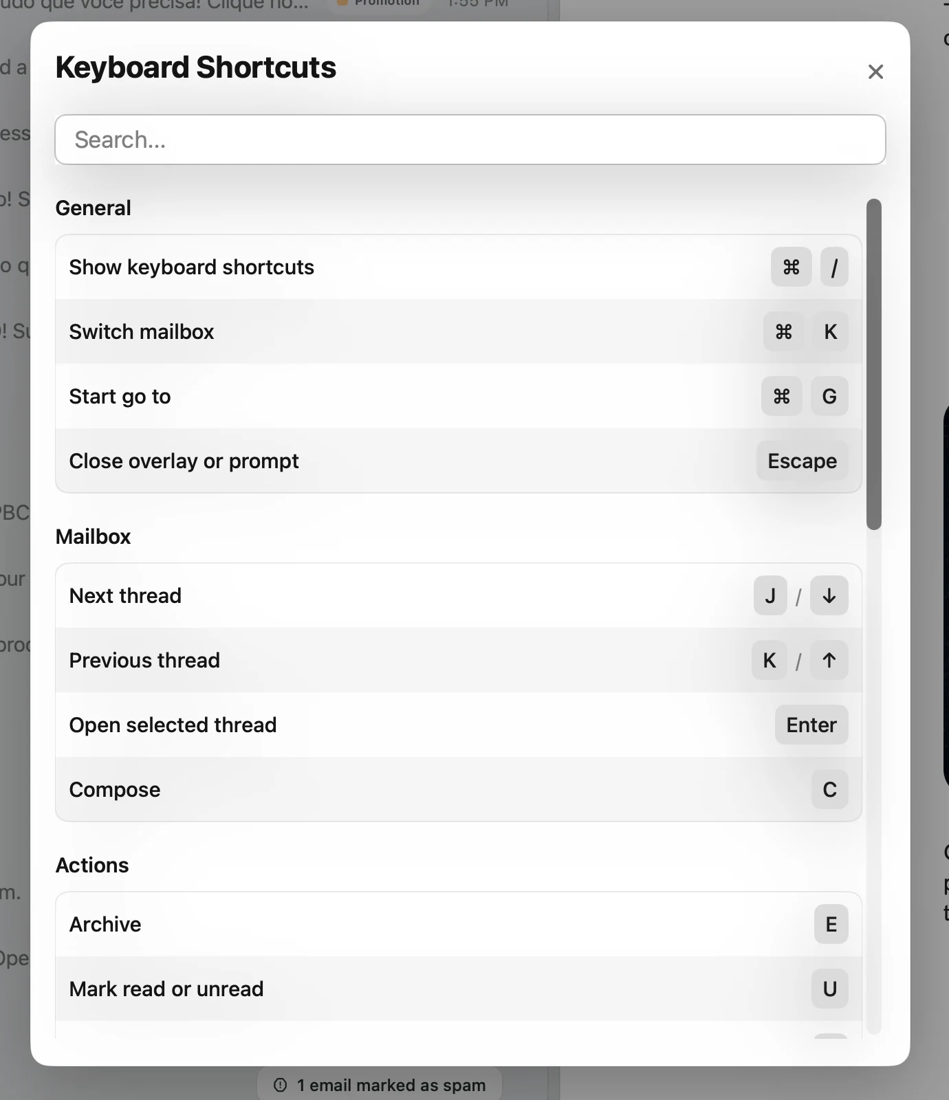 Live Banger keyboard shortcuts overlay on macOS.